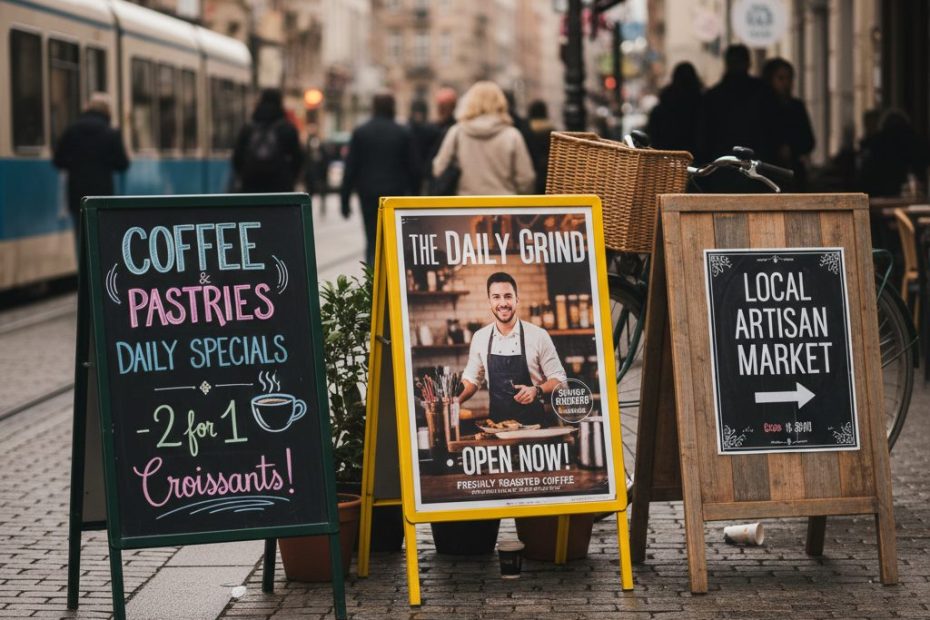 Reclameborden op de stoep