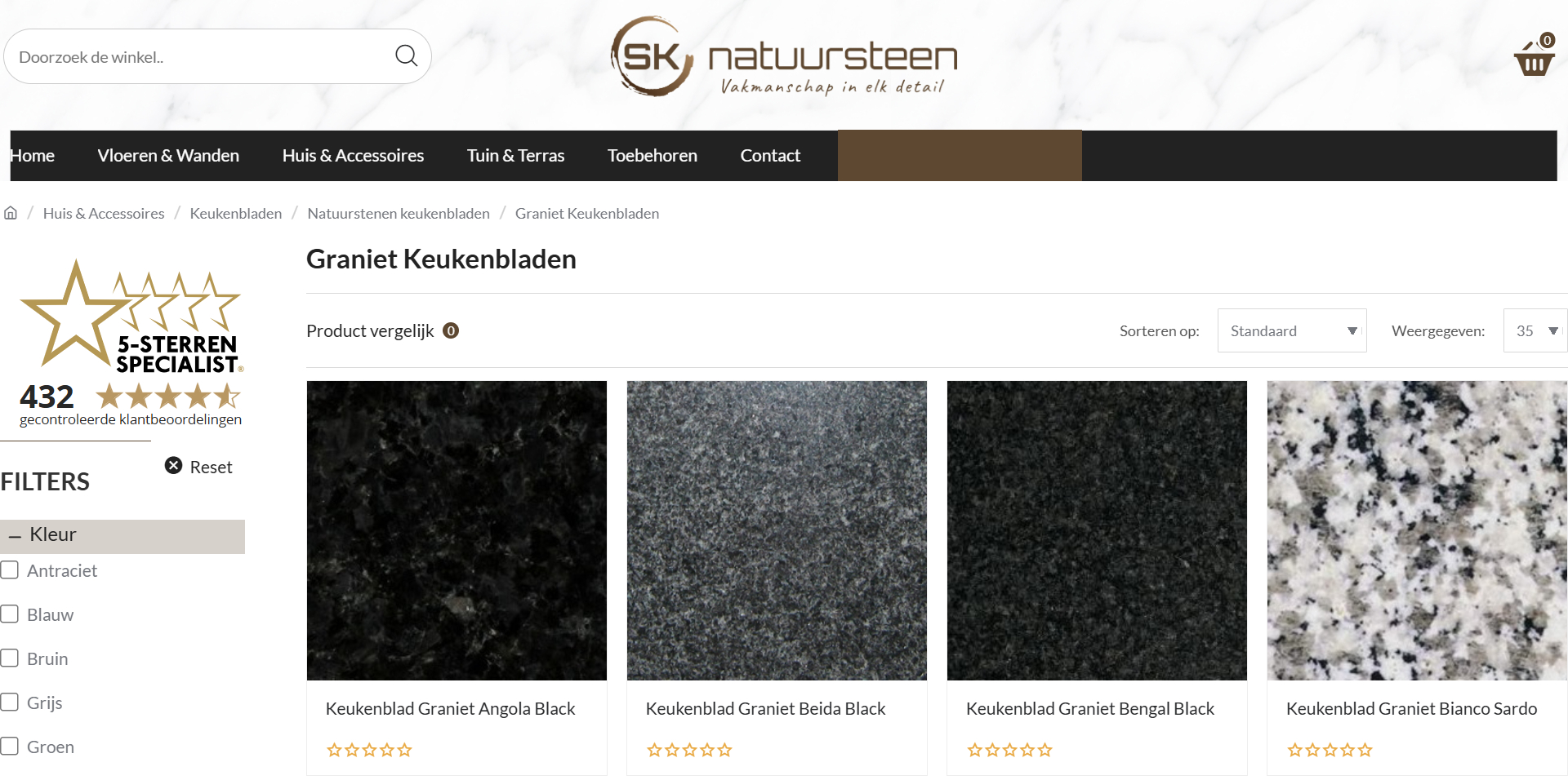 keukenbladen graniet